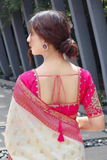 Elegant Off-White Banarasi Lichi Silk Saree