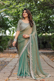 Fandy Chiffon Saree with Sequin Lace Border & Embroidered Blouse