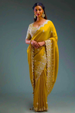 Premium Soft Gold Crush Silk Saree with Heavy Zari, Sequin & Coding Embroidery Work