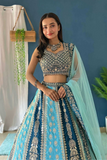 Elegant Faux Georgette Embroidered Lehenga Set
