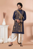 Navy & Ivory Royal Embroidered Men’s Kurta Pajama Set