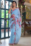 Sky Bloom Georgette Silk Saree