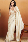 Fendy Satin Silk Mirror Lace Saree