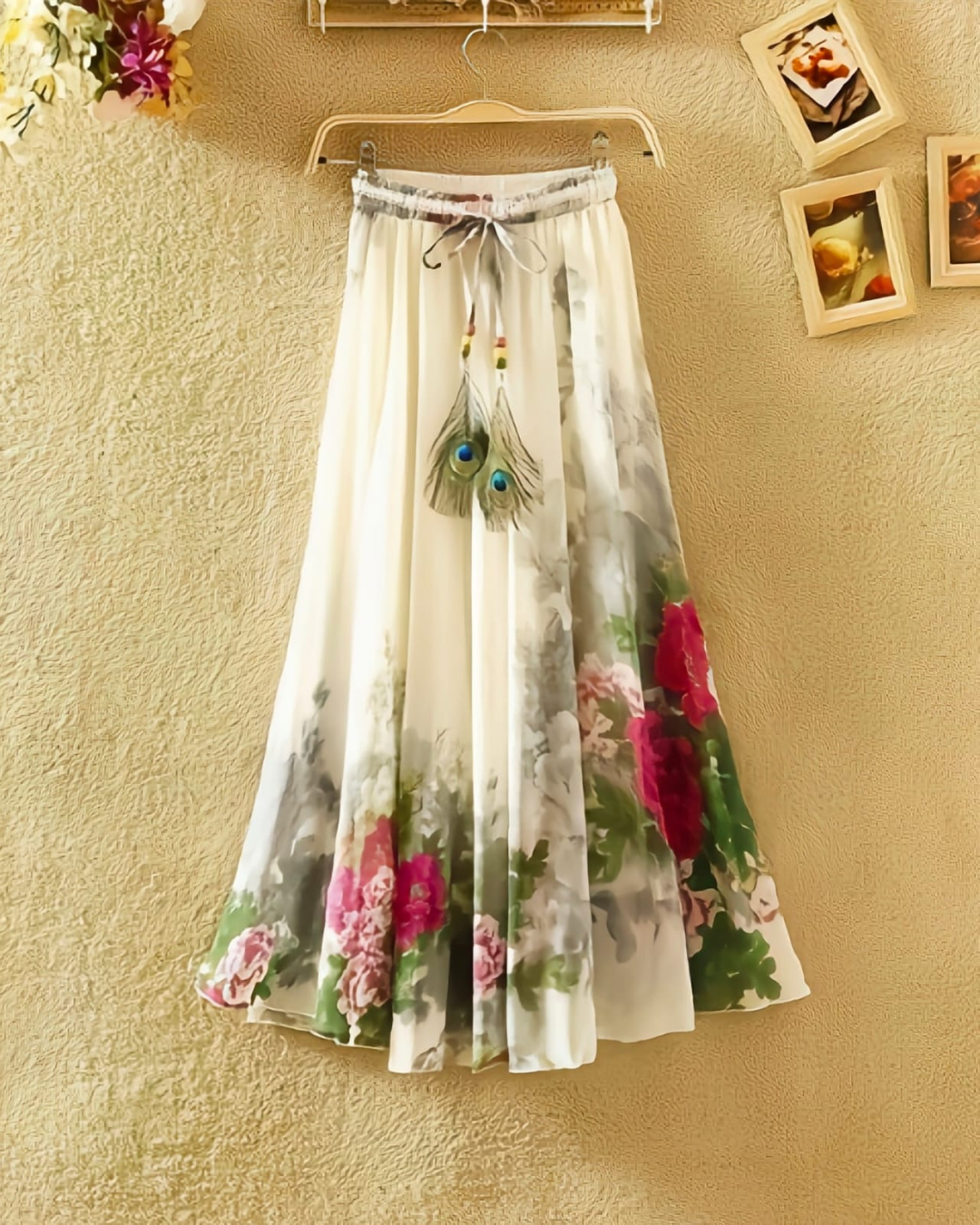Ivory Rose Garden Silk Skirt
