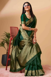 Elegant Green Banarasi Art Silk Saree with Golden Zari Work