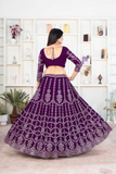 Royal Purple Georgette Embroidered Lehenga Choli with Net Dupatta