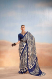 Desert Tribe Satin Chiffon Geometric Animal Print Saree