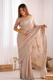 Elegant Silky Crush Saree with Multicolor Sequins Embroidery