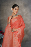 Elegant Orange Soft Tusser Silk Saree with Jacquard Blouse