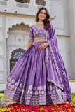Crepe Silk Embroidered Lehenga Choli Set with Dupatta