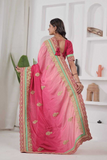 Pink Radiance Chinon Silk Saree