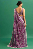 Premium Chinon Silk Saree with Digital Print, Embroidery & Sequins Work