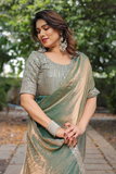 Fandy Chiffon Saree with Sequin Lace Border & Embroidered Blouse