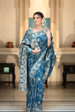 Sky Blue Kanjivaram Banarasi Silk Saree with Rich Zari Weaving & Jacquard Blouse