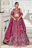 Burgundy Tissue Embroidered Designer Lehenga Set