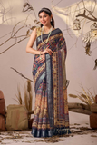 Premium Linen Cotton Saree with Digital Floral & Patola Print Border