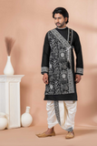 Royal Black Embroidered Men’s Kurta Pajama Set