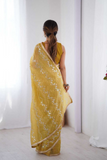 Yellow Glam Crush Saree with Moti & ZigZag Sequin Embroidery