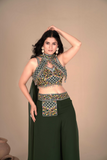 Designer Green Indo-Western Palazzo Set with Embroidered Blouse & Dupatta