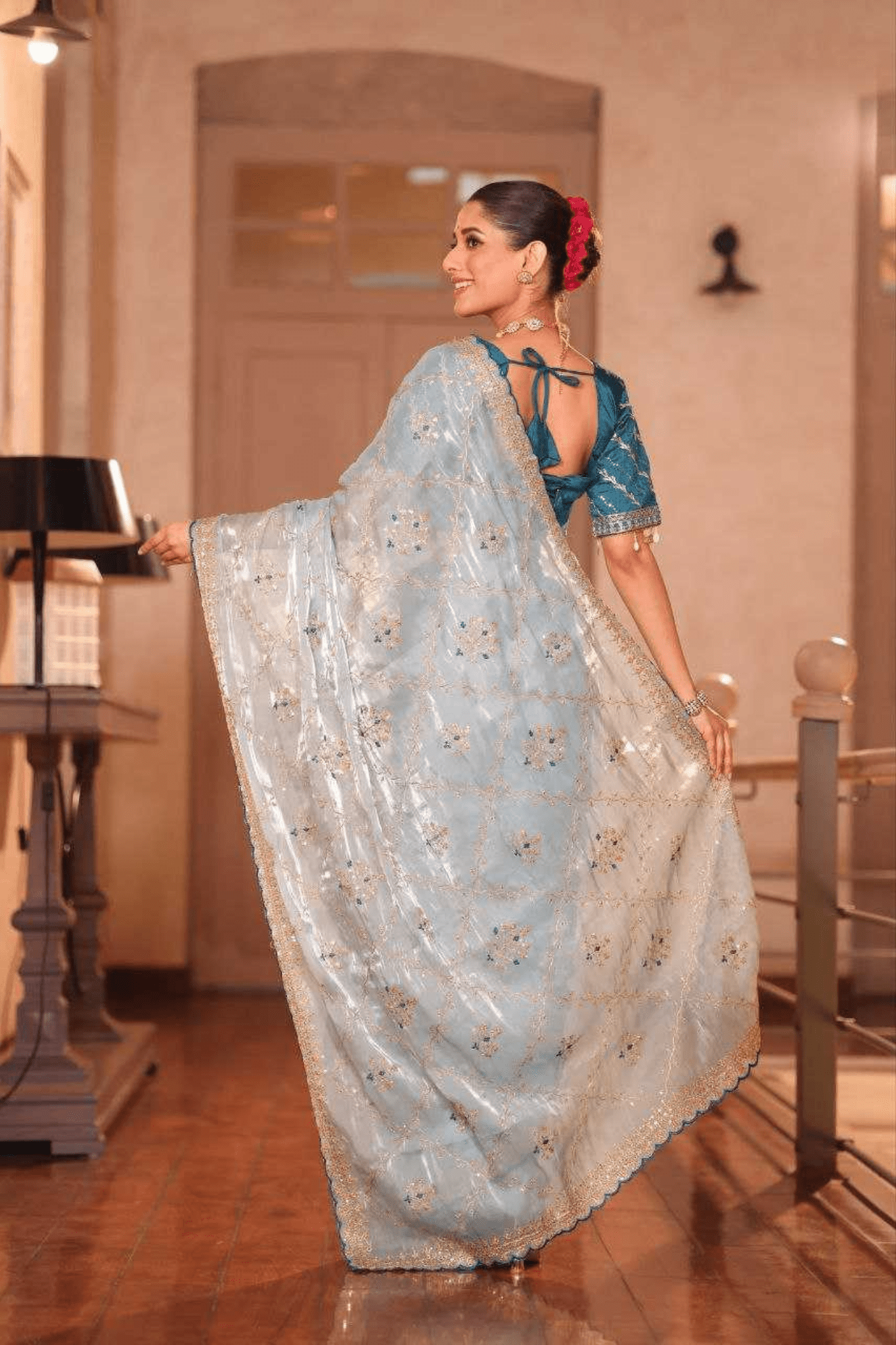 Nayara Elegance Pure Soft Zimmy Chu Silk Saree with Embroidered Blouse - kavyo.in