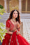 Royal Mughal Embroidered Vichitra Silk Lehenga Choli Set with Dupatta