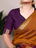 Mustard Viscose Chanderi Saree