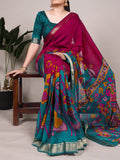 Red Viscose Chanderi Saree