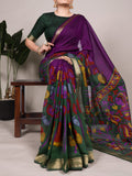 Purple Viscose Chanderi Saree