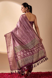 Wine Zari Soft Lichi Silk Ethnic Woven Saree