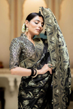 Black Kanjivaram Banarasi Silk Saree with Rich Zari Weaving & Jacquard Blouse