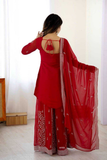 Crimson Grace Faux Georgette Kurta Palazzo Set