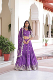Signature Zari Embroidered Vichitra Silk Lehenga