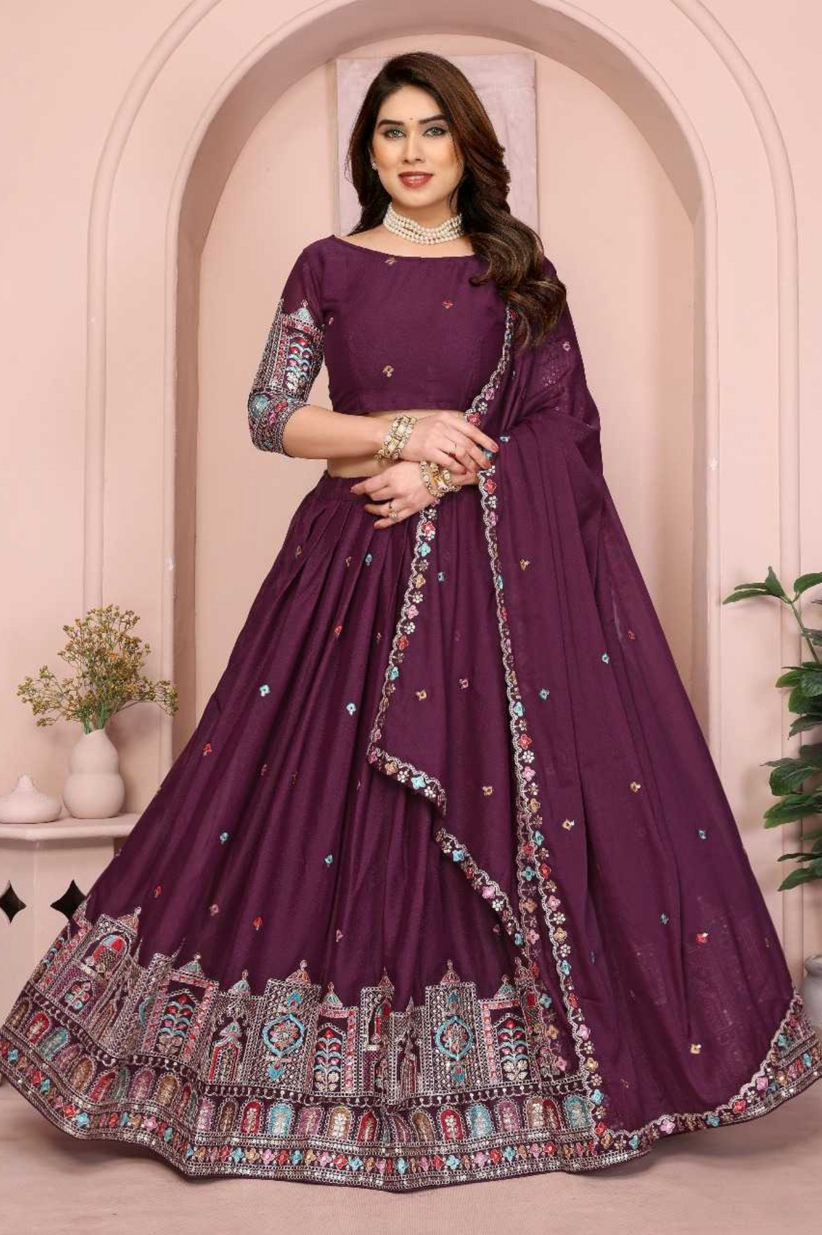 Star Georgette Embroidered Lehenga Set