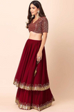 Emerald Red Georgette Lehenga Choli with Dupatta