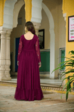 Wine Grace Faux Blooming Anarkali Gown with Designer Dupatta - kavyo.in