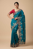 Soft Fendy Chiffon Saree with Embroidery Cutwork Border & Banglory Blouse