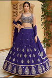 Royal Blue Heavy Chinon Silk Lehenga Choli with Embroidery Sequence Work
