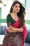 Deep Pink Lichi Silk Saree with Rich Pallu & Jacquard Weave