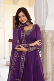 Royal Amethyst Faux Georgette Anarkali Gown Set with Dupatta - kavyo.in