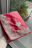 Soft Twill Net Saree with All-Over Embroidery & Sequins Work Border