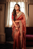 Rani Ember Heavy Banarasi Crush Silk Saree with Embroidered Sequin Blouse - kavyo.in