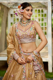Golden Tissue Embroidered Designer Lehenga Set