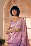 Mehek Lavender Shaded Pure Silk Cutwork Saree