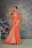 Elegant Orange Soft Tusser Silk Saree with Jacquard Blouse