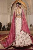 Designer Tissue Embroidered Lehenga Choli with Matching Dupatta – Cream & Red