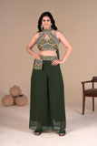 Designer Green Indo-Western Palazzo Set with Embroidered Blouse & Dupatta