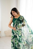 Georgette Floral Mirror Work Saree