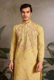 Yellow Embroidered Kurta Set with White Pant