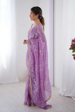 Purple Glam Crush Saree with Moti & ZigZag Sequin Embroidery