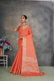 Elegant Orange Soft Tusser Silk Saree with Jacquard Blouse
